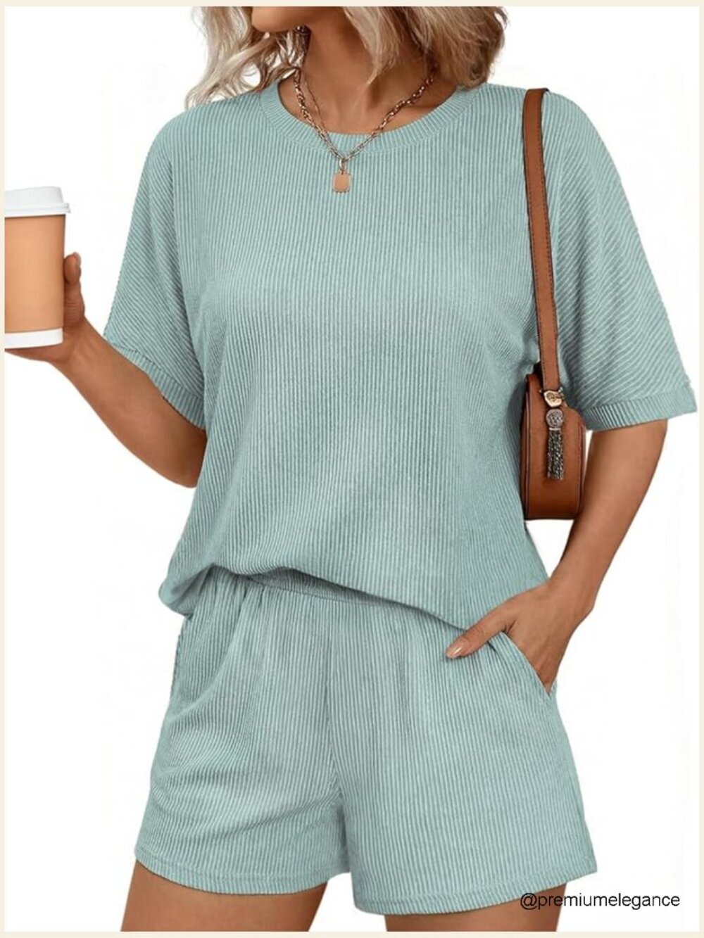 2 Piece Lounge Set 2026 Summer Cruise Outfits Ribbed Loose Short Sleeve